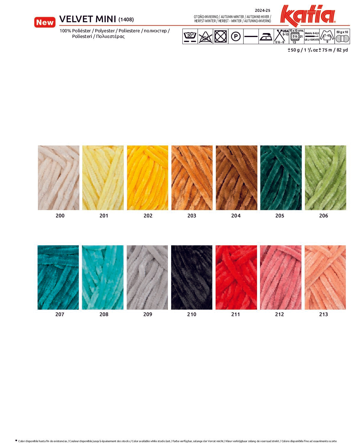 Pack Katia Velvet Mini: 14 balls of colored chenille