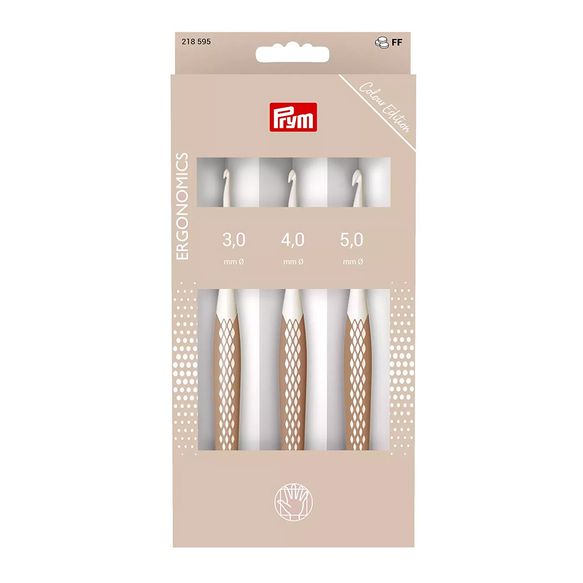 Prym Ergonomics wool crochet hook set taupe 3-5mm