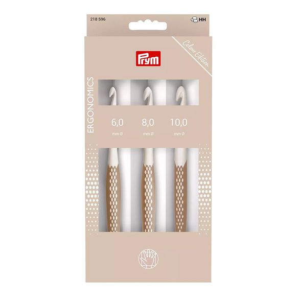 Prym Ergonomics wool crochet hook set taupe 6-10mm