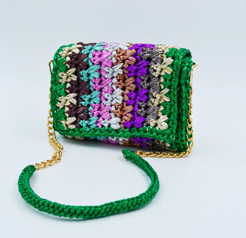 Metallic Look Multi Color Shoulder Bag