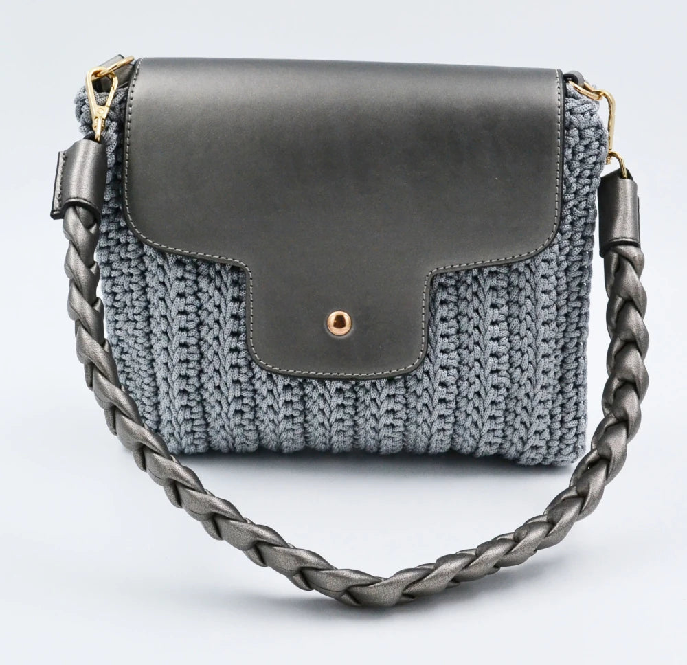 Silver/Gray Shoulder Bag With Flap