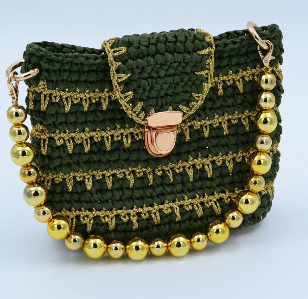 Chic Green/Gold Shoulder Bag