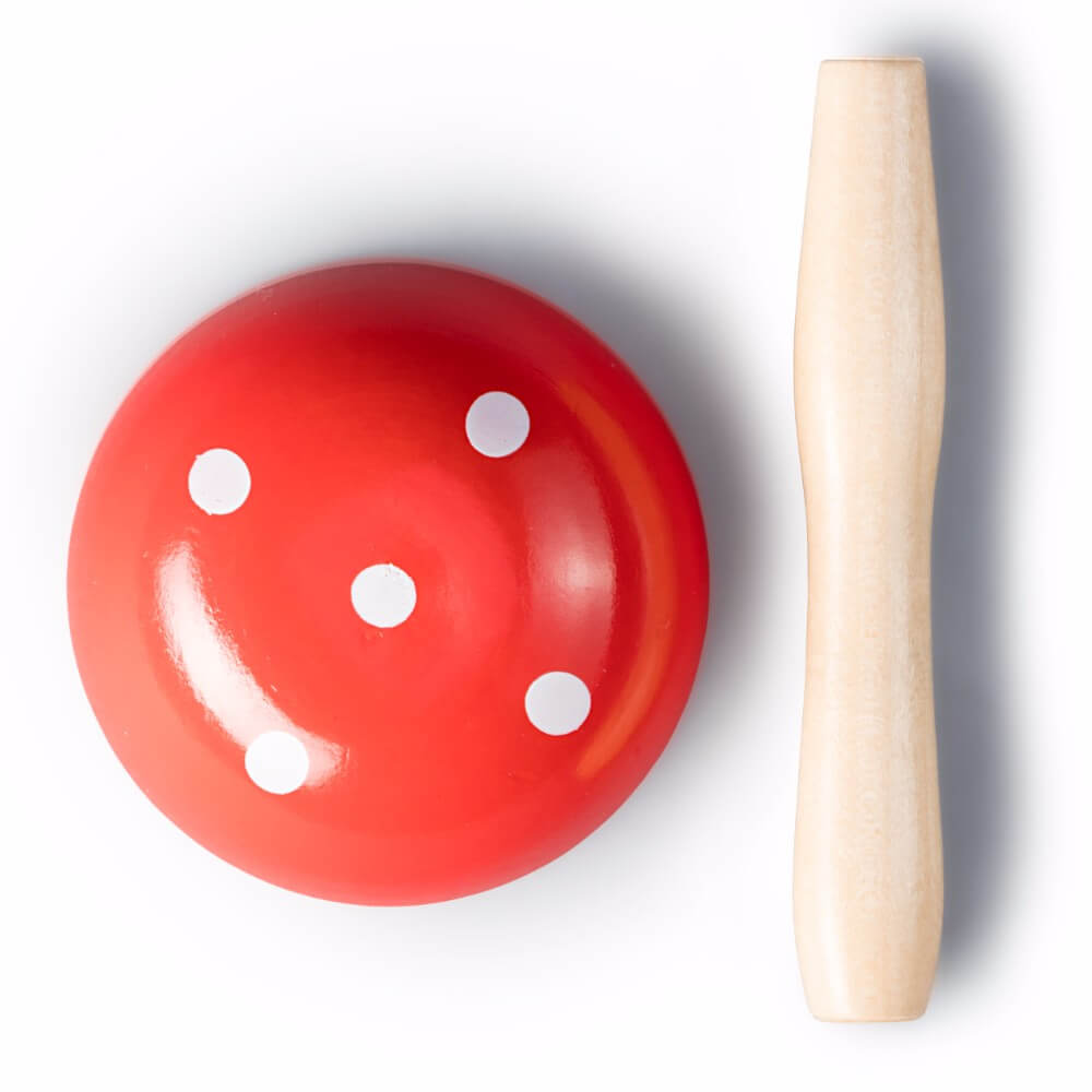 Prym Darning mushroom wood red with white dots